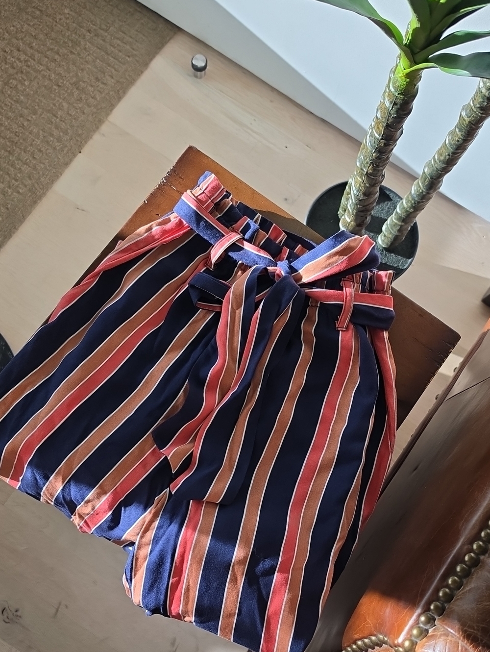 BB Dakota Striped High Waist Trousers Blue & Red XS